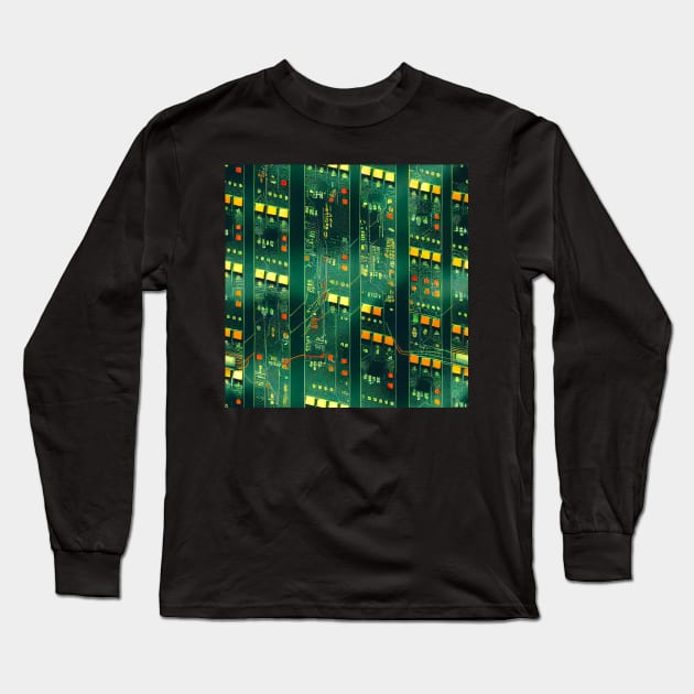 Circuitboard  electronic, computer pattern futuristic cyberpunk Long Sleeve T-Shirt by SJG-digital